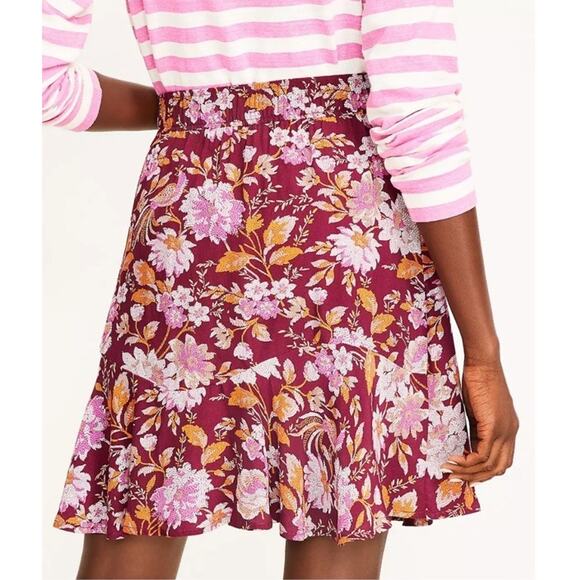 Nwot! LOFT Floral Flounce Hem Mini Skirt 100% Viscose Womens M #H49-19 - Picture 2 of 11